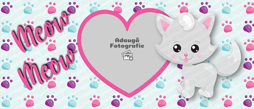 Cană Personalizată - Model "Cat Meow" Cu O Poză - Vedere Background